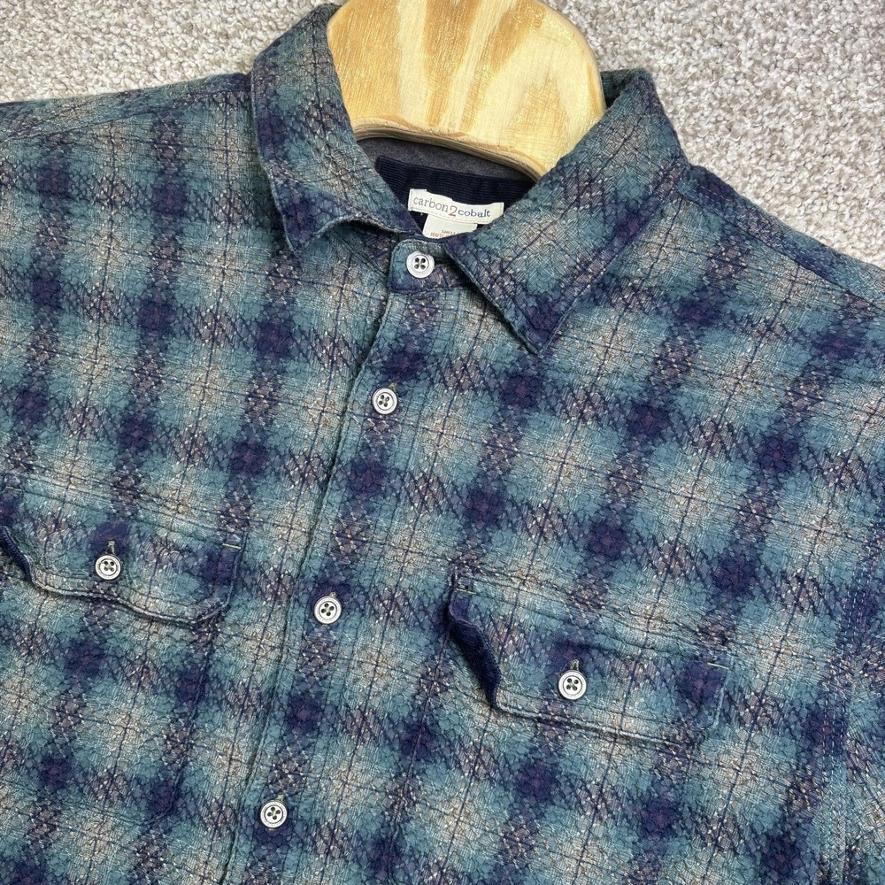 Carbon2cobalt Shirt Mens Large Blue Plaid Long Sleeve Lined Flannel Button Up